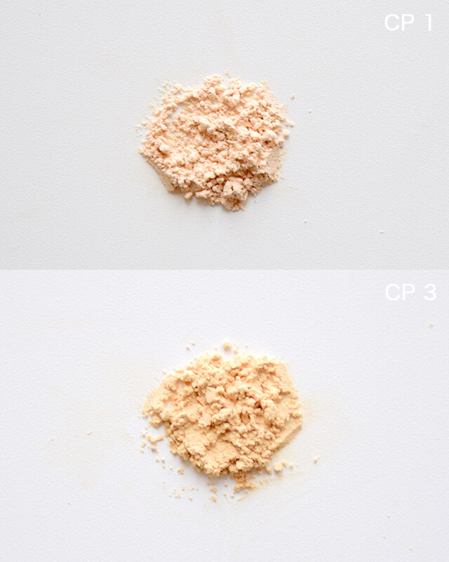 ナチュラルに仕上がるCP1と艶肌に仕上がるCP3