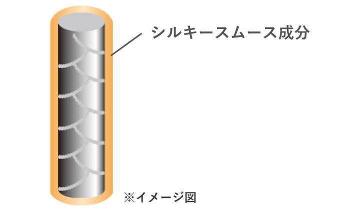 シルキースムース成分*3配合。髪をコートし、指通りなめらかな髪へ。