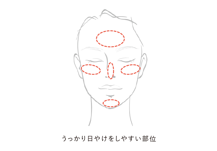 日やけしやすい部位は、特にていねいに