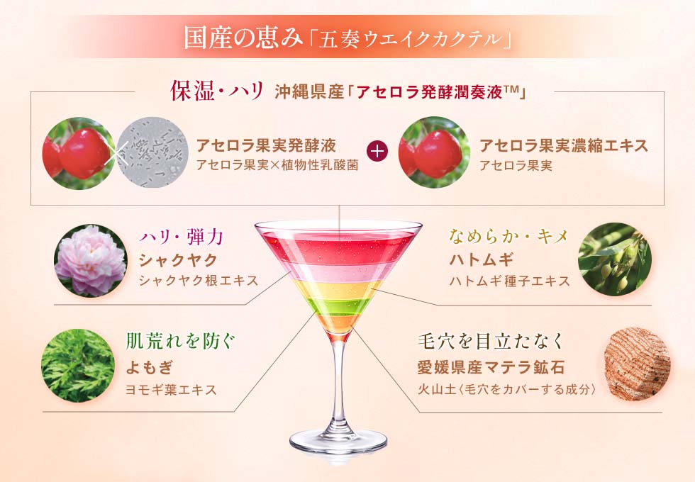 国産の恵み「五奏ウエイクカクテル」