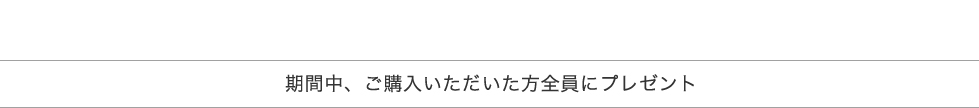 期間中、ご購入いただいた方全員にプレゼント