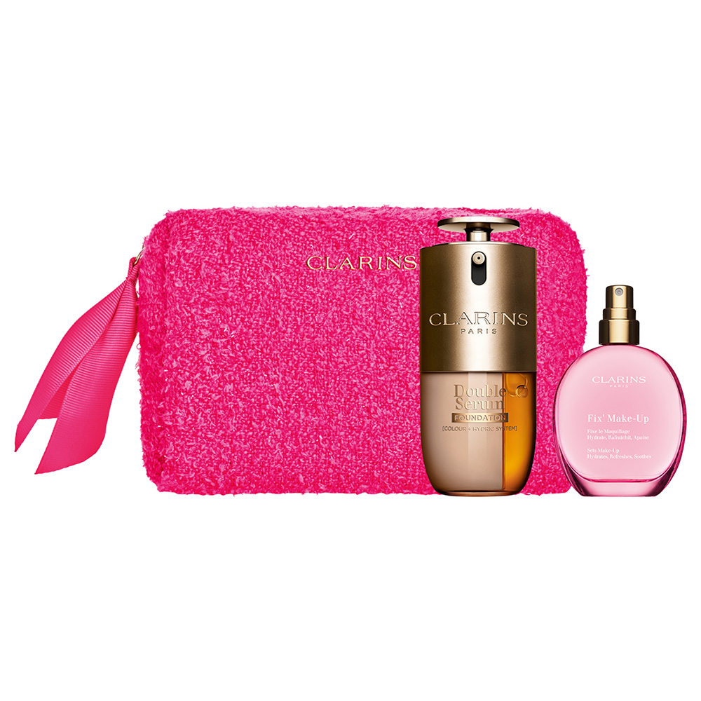 新品 CLARINS ダブル セーラム ファンデーション L3N ポーチ付き ダブル セーラム ファンデーション ホリデー セット / クラランス