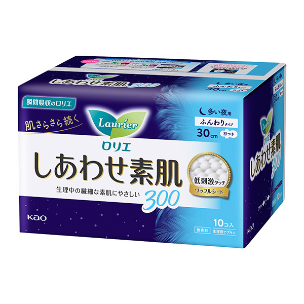エフ しあわせ素肌 / 10個(30cm) / 多い夜用、羽つき(ふんわりタイプ)
