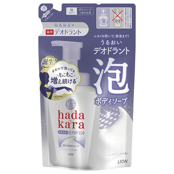 hadakara 泡で出てくる薬用デオドラントボディソープ ハーバルソープの香り / 440ml / 詰替え / ハーバルソープ
