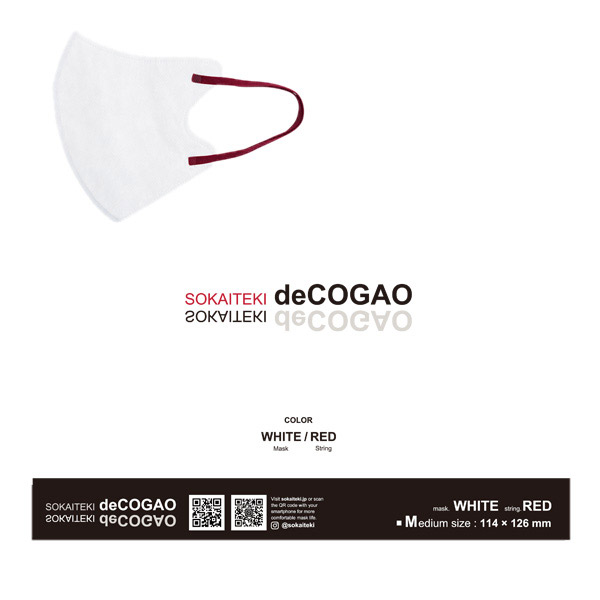 SOKAITEKI deCOGAO / WHITE×RED / 約114×126mm (Mサイズ/折りたたみ時のサイズ)/18枚入り