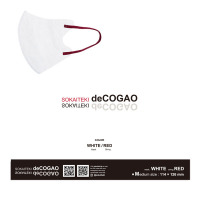 deCOGAO マスク / WHITE×RED / 約114×123mm(Mサイズ/折りたたみ時のサイズ)20枚入り
