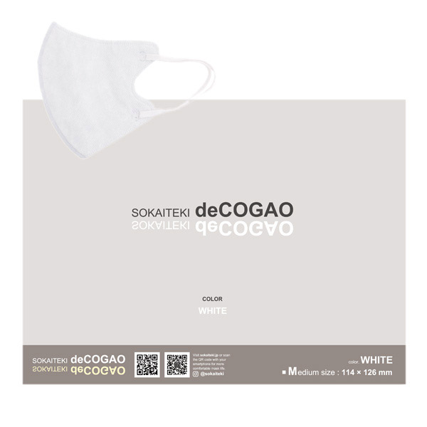 SOKAITEKI deCOGAO / WHITE / 約114×126mm (Mサイズ/折りたたみ時のサイズ)/18枚入り