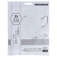 彩-SAI-立体マスク / ホワイト&グレー / 10枚(やや大きめ)