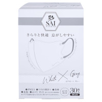 彩-SAI-立体マスク / ホワイト×グレー / 30枚(個包装)