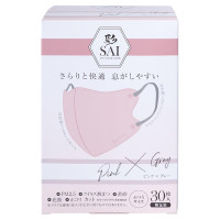 彩-SAI-立体マスク / ピンク×グレー / 30枚(個包装)