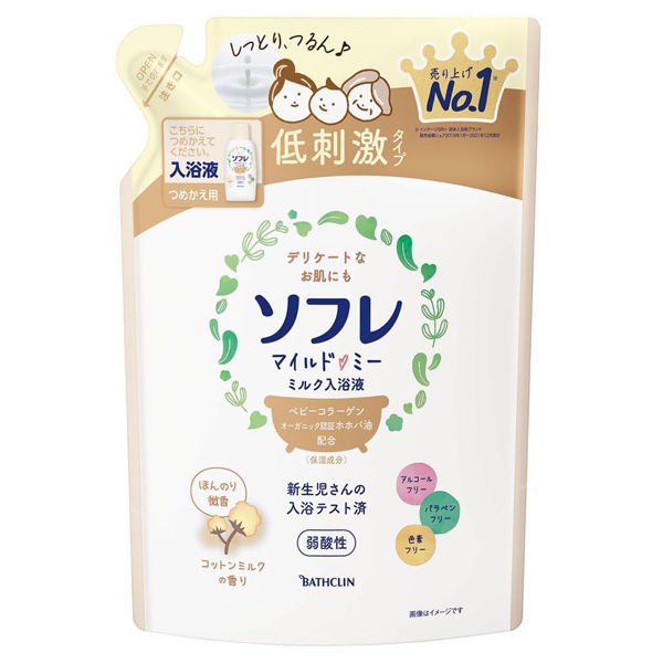 ソフレ マイルド・ミー ミルク入浴液 コットンミルクの香り / 詰替え / 600ml