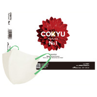 COKYU / ヒアルロン酸配合マスク / アイボリー×グリーンエメラルド / 約109×124mm (大人用 / ふつうサイズ)/20枚入り / オークベースの森林浴な香り