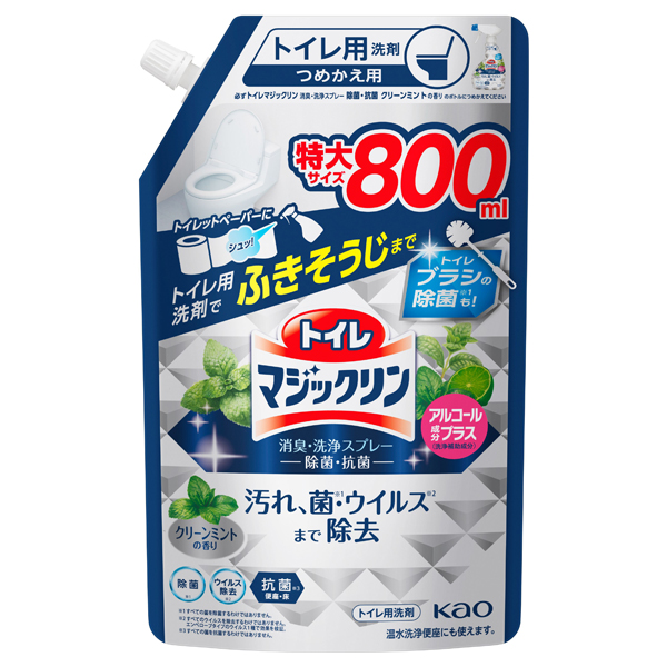 トイレマジックリン消臭・洗浄スプレー 除菌・抗菌 / 800ml / つめかえ用 / クリーンミントの香り
