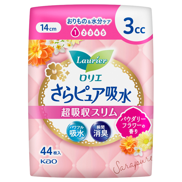 さらピュア吸水 超吸収スリム / 44枚 / 3cc / パウダリーフラワーの香り