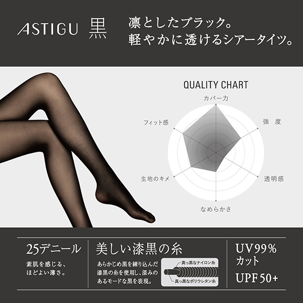 【黒】クールな漆黒 25D シアータイツ AP6003 / ディープブラック(16) / L-LL / 本体 1