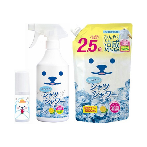 ひんやりシャツシャワー特大スペシャルセット / 500ml、1000ml / 本体、詰替え / ミント&グレープフルーツの香り