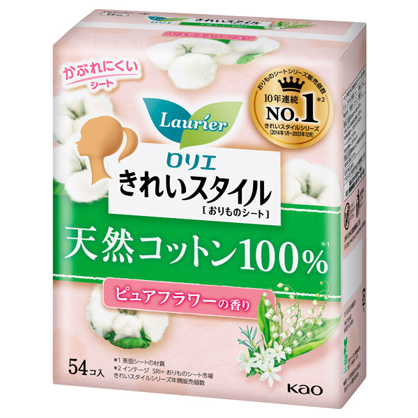 きれいスタイル 天然コットン100% / 54コ入 / ピュアフラワーの香り