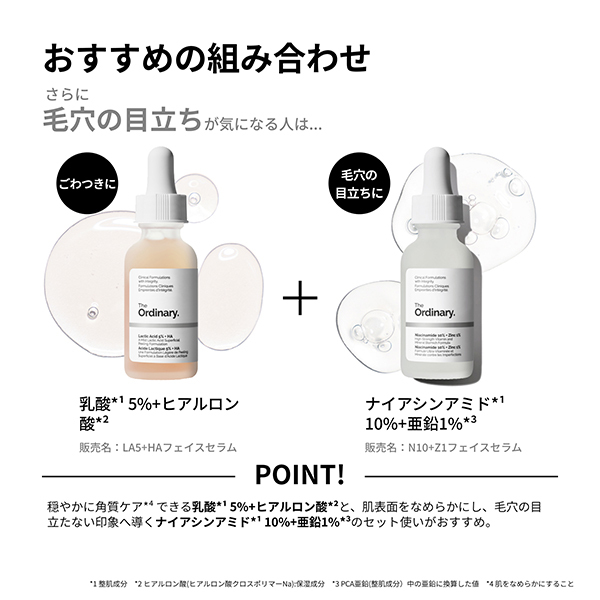 乳酸*1 5%+ヒアルロン酸*2(LA5+HAフェイスセラム) / The Ordinary