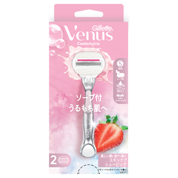 ヴィーナス コンフォートグライド うるもち肌へ ソープ付 / 本体+替刃2個付 / イチゴ畑の香り
