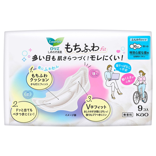 しあわせ素肌 もちふわfit 特別心配な昼用30cm 羽つき / ロリエ