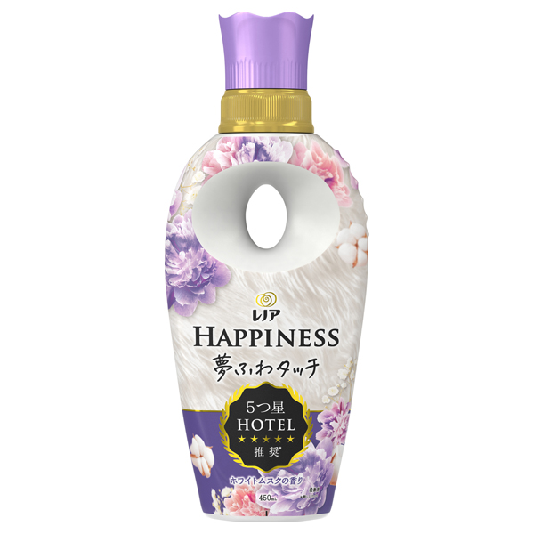 ハピネス 夢ふわタッチ 柔軟剤 / 450ml / 本体 / ホワイトムスク