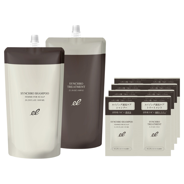 @cosme限定 シンクロシャンプー ファム/シンクロトリートメント FOR SCALP 詰替リフィルセット / 600ml+600g+40ml+40g
