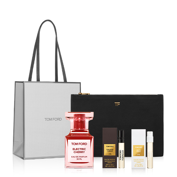 トム フォード ラグジュアリー フレグランス セット(エレクトリック チェリー) / 30mL+2mL+2mL+1個+1枚