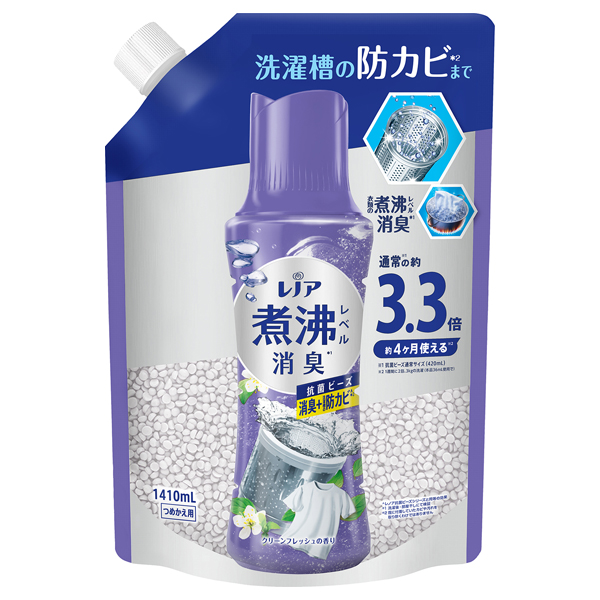 超消臭 煮沸レベル消臭 抗菌ビーズ 消臭+防カビ / 1410ml / 詰替え / クリーンフレッシュ