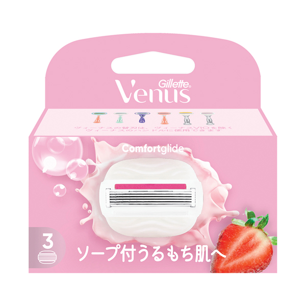 コンフォートグライド うるもち肌へ ソープ付 / 替刃3個 / イチゴ畑の香り