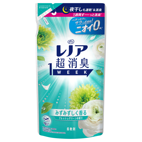 超消臭1WEEK 柔軟剤 / 詰替え / 370ml / フレッシュグリーン