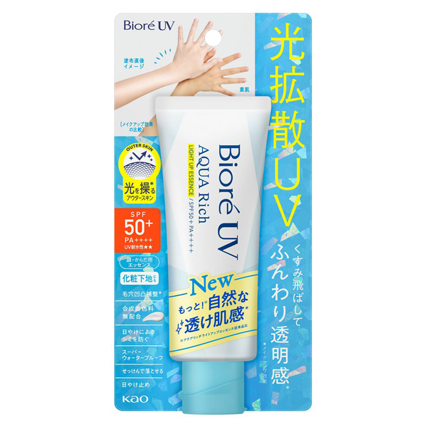 ビオレ UV アクアリッチ ライトアップエッセンス / SPF50+ / PA++++ / 70g / 透明感のあるホワイトフローラルの香り