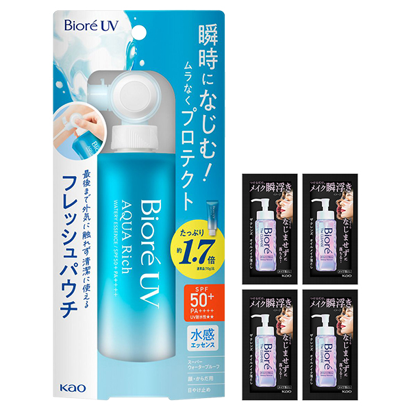 アクアリッチ ウォータリーエッセンス フレッシュパウチ セット / SPF50+ / PA++++ / 120g、4枚