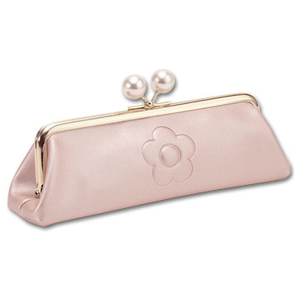 エンボスデイジーパール ガマ口ペンケース / パールピンク / H6.5×W21×D5.5cm、パール直径:1.7cm / 本体