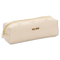シンプルエンボスデイジースクエアペンケース / 本体 / ベージュ / H5×W18.5×D6cm