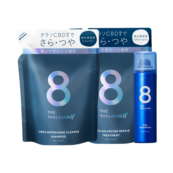 エイトザタラソ ユーシャンプー&トリートメント(詰め替え)ドライシャンプーミニ付セット / 400ml、400ml、40g / 限定品