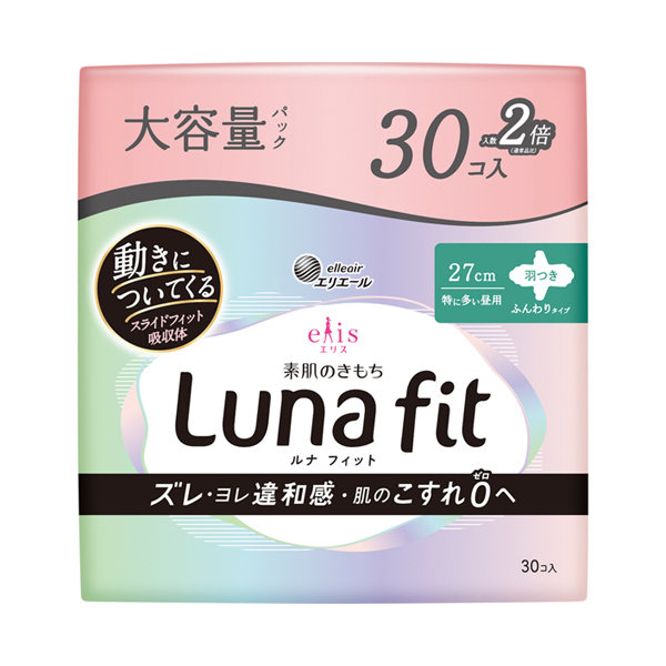 素肌のきもちルナフィット / 30枚、27cm / 特に多い昼用 羽つき