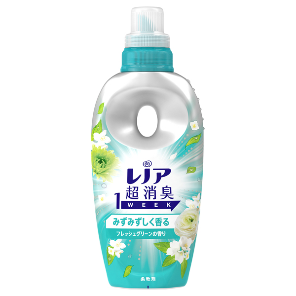 超消臭1WEEK 柔軟剤 / 本体 / 490ml / みずみずしく香るフレッシュグリーンの香り 超消臭1WEEK 柔軟剤 / 本体 / 490ml / みずみずしく香るフレッシュグリーンの香り