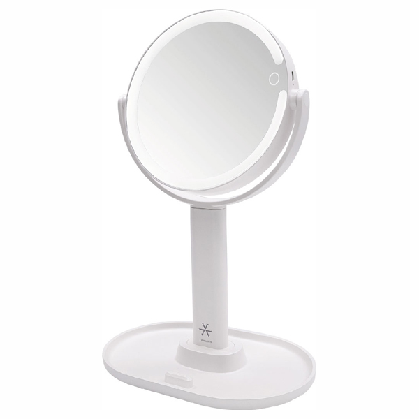 スマホスタンド付き LEDミラー VML-4200-5X / W・ホワイト / 約220×144.4×353mm