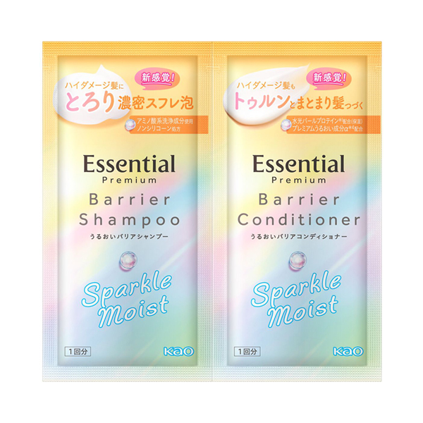 エッセンシャルプレミアム うるおいバリアシャンプー&コンディショナー スパークルモイスト ピロー / 15ml、15ml / ホワイトピーチ&ムスクの香り