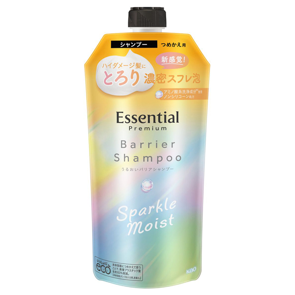 エッセンシャルプレミアム うるおいバリアシャンプー スパークルモイスト / 330ml / つめかえ用 / ホワイトピーチ&ムスクの香り