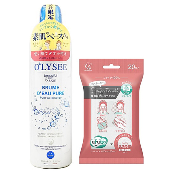【入荷次第販売開始】キレイな素肌セット うふっとスウヨ使い捨てタオル付き / 400mL、20枚