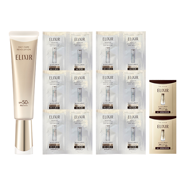 エイジングケアUV乳液(デーケアレボリューション+ba) 限定セット / SPF50+ / PA++++ / 35ml、6包、6包、0.4ml×2 / アクアフローラルの香り