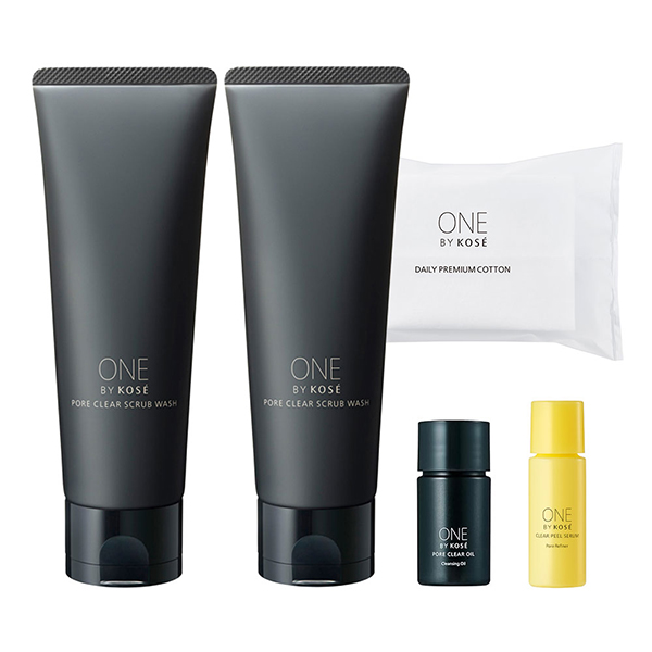 ポアクリア スクラブウォッシュ(本体)2個 トライアル付セット / 130g×2、14mL、9mL、5枚