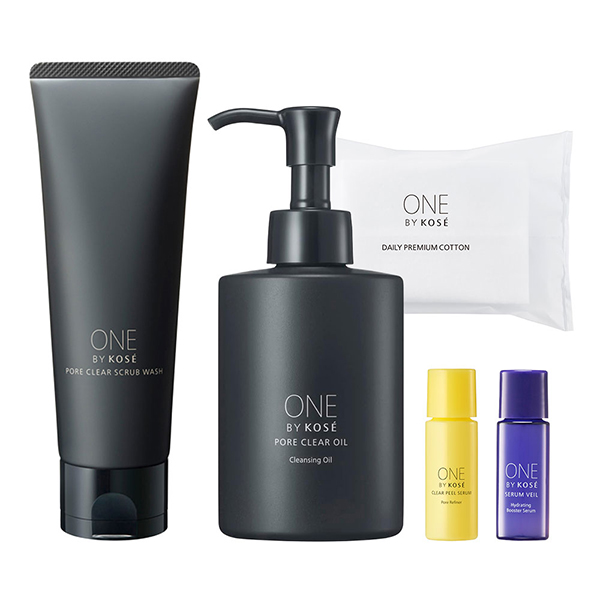 ポアクリア オイル + ポアクリア スクラブウォッシュ トライアル付セット / 180mL、130g、9mL、5枚、9mL