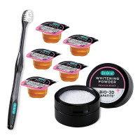 3Dホワイトニングパウダー+ホワイトニングブラシ+ブレスデザインポーション3個セット / 25g、1本、10ml×5 / ピーチミント / ピーチミント