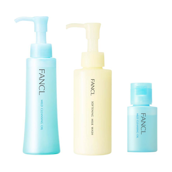 【FANCL人気商品セット】マイルドクレンジングオイル&やわ肌ミルク洗顔キット マイクレブルーミニボトル付き / 120mL、120mL、20mL / 本体×2、特典×1