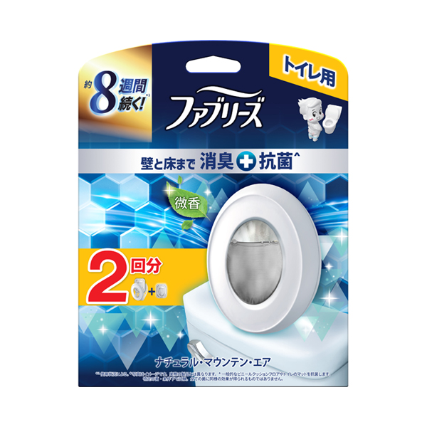 消臭芳香剤 トイレ用 壁と床まで消臭+抗菌 / 本体(詰め替え入り) / つめかえ入り本体ケース1個、つめかえ1個 / ナチュラル・マウンテン・エア 消臭芳香剤 トイレ用 壁と床まで消臭+抗菌 / 本体(詰め替え入り) / つめかえ入り本体ケース1個、つめかえ1個 / ナチュラル・マウンテン・エア