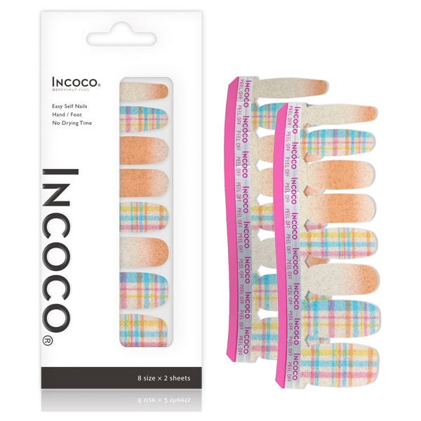 【限定品】インココ貼るマニュキュアシート / サニー ギンガム / 8サイズ×2シート