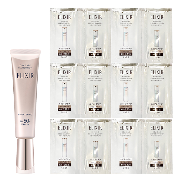 デーケアレボリューション ブライトニング+ba 限定セット / SPF50+ / PA++++ / 35mL、2mL×6包、1.5mL×6包 / リラックス感のあるアクアフローラルの香り / みずみずしくなめらかな使い心地