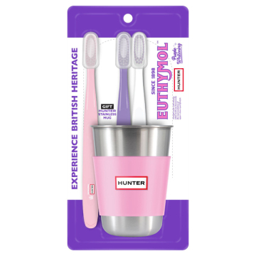 ホワイトパープル歯ブラシステンレスマグセット(ハンター)